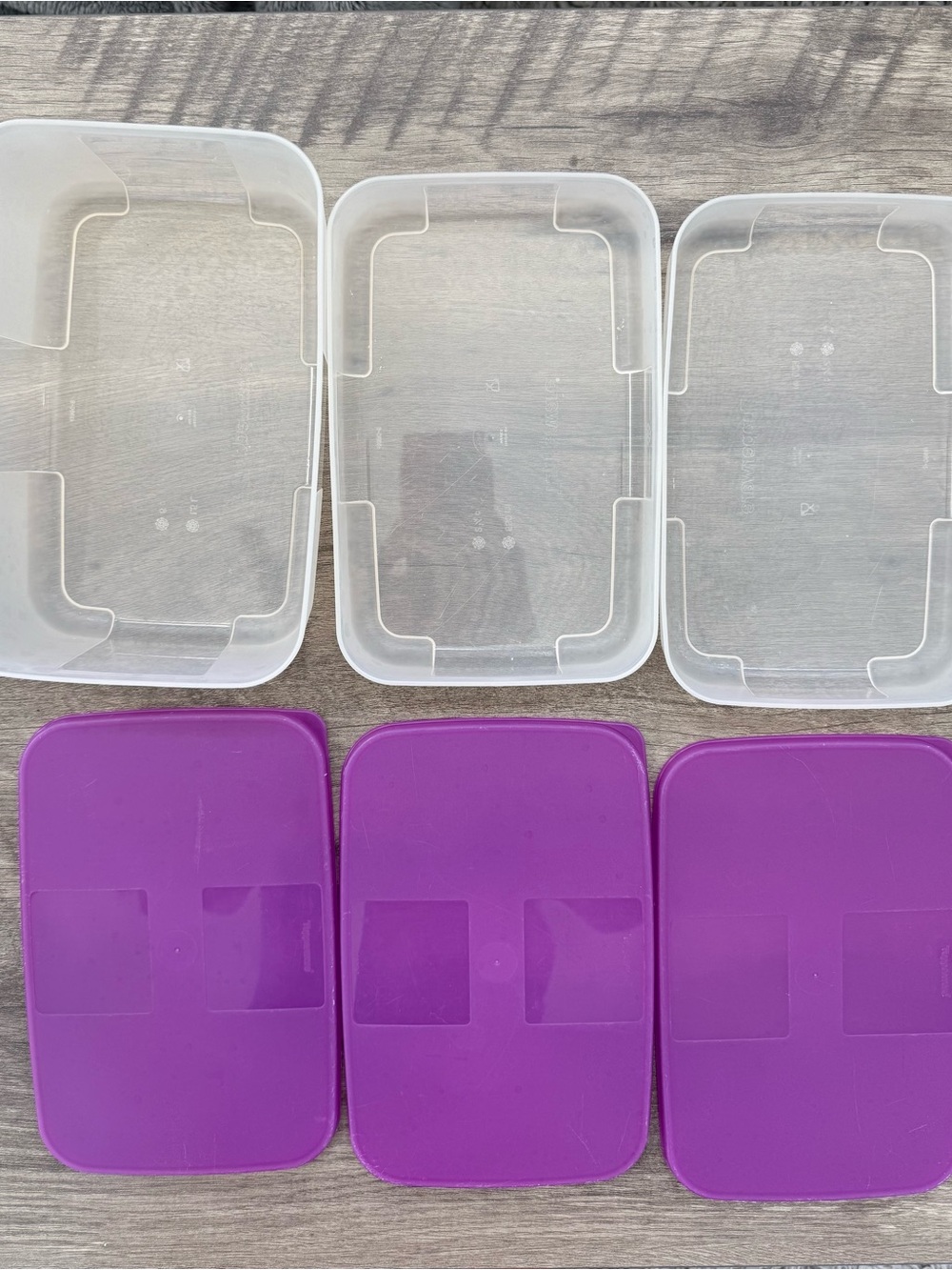 3 Tupperware Clear Plastic Storage Containers with Lids